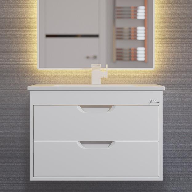 Тумба с раковиной для ванной Uperwood Modul 65 см, подвесная, глянцевая, белая  фото 1