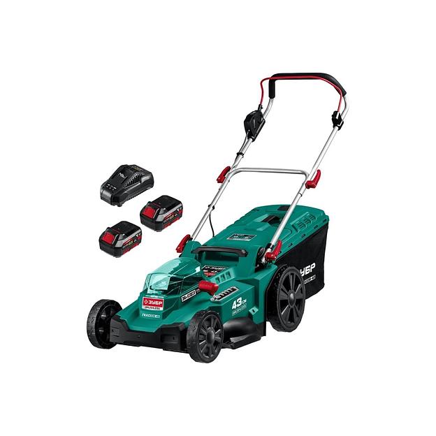 ЗУБР Бесщеточная газонокосилка,36В 2х18В АКБ 4Ач [ГКЛ-4336-42] фото 1