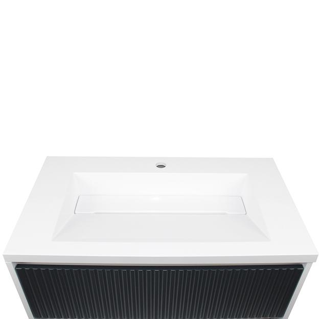 Тумба с раковиной для ванной Uperwood Next подвесная, 80 см, белая/графит, 2 ящика фото 10