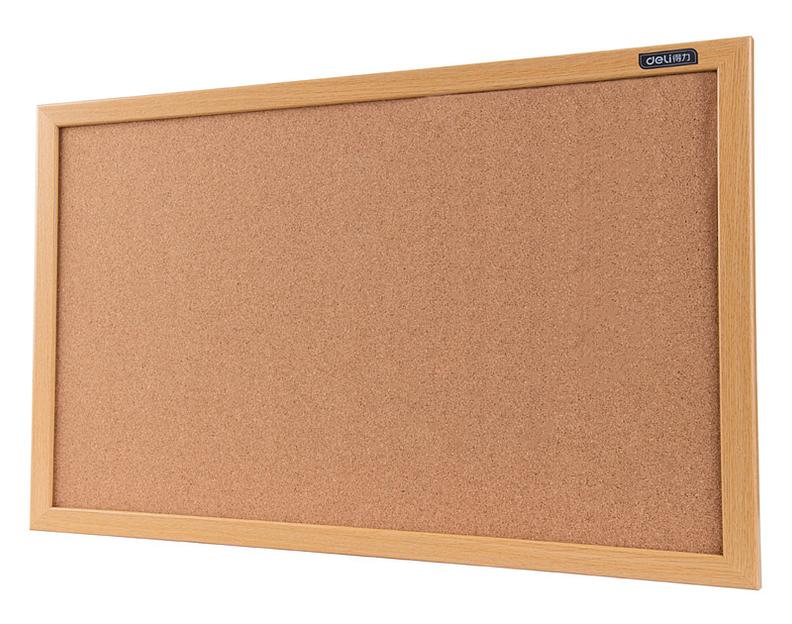 Доска пробковая Deli 8765 пробка желтый 90x120см деревянная рама фото 2