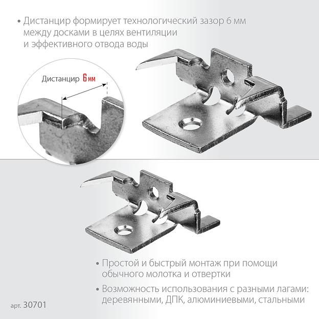 ЗУБР Союз, цинк, 80 шт, скрытый крепеж с шипами для террасной доски (30701) фото 4