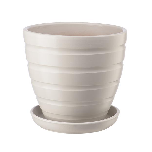 Керамический горшок с подставкой, 1,4л., Д145 Ш145 В130, серый фото 1