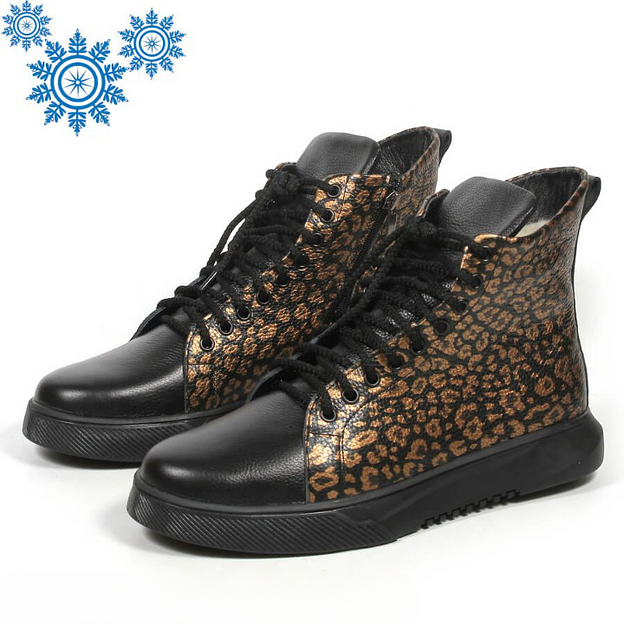 Зимние ботинки TAIS на шнурках с молнией, арт.MT238-2-Ш чёрно-золотой ОПТ фото 8