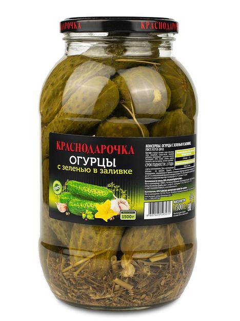Огурцы с зеленью в заливке «Краснодарочка», 1500 гр, опт фото 1