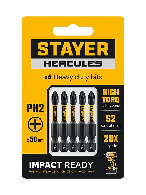 STAYER HERCULES, PH2, 50 мм, 5 шт, торсионные биты (26231-2-50-5) фото 1