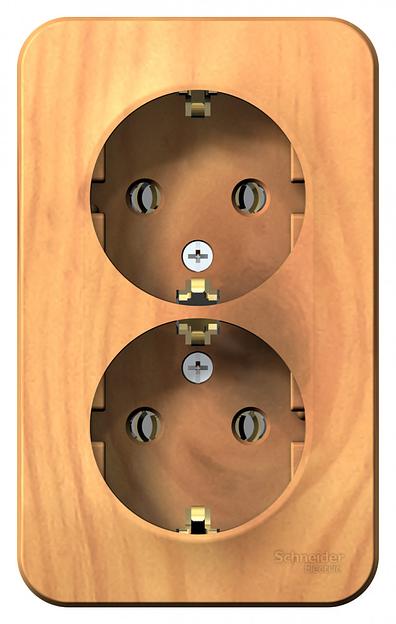 Systeme electric BLNRA010215 BLANCA О/У РОЗЕТКА двойная с заземл. без штор. ИЗОЛ.ПЛ.,16А, 250В, ЯСЕНЬ фото 2