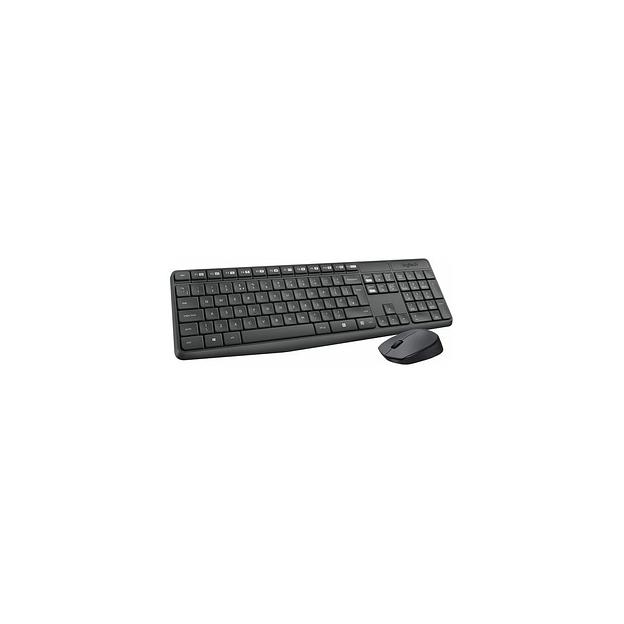 Комплект (клавиатура+мышь) Logitech MK235, USB, беспроводной, заводское нанесение кириллицы, серый [920-007948] фото 1
