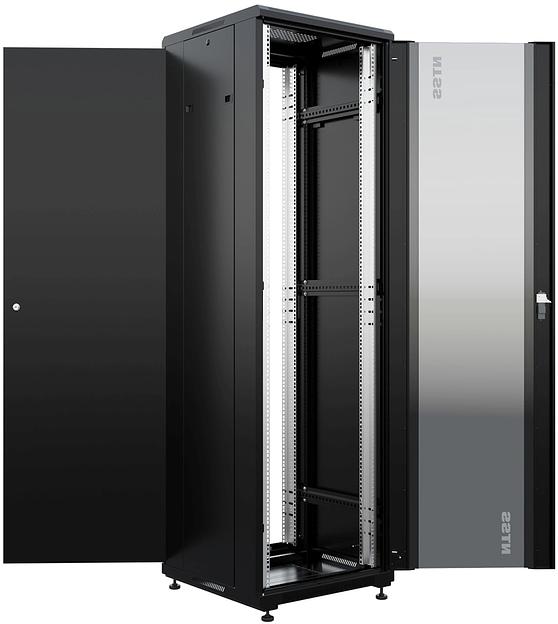 Шкаф коммутационный NTSS Премиум (NTSS-R42U6060GS-1BL) напольный 42U 600x600мм пер.дв.стекл металл 900кг черный 510мм 86кг 1987мм 20 металл фото 3