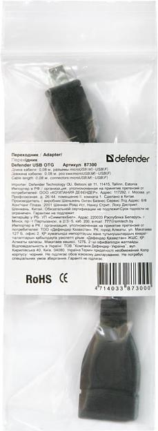 Defender Переходник USB OTG microUSB(M)-USB(F), 8см (87300) фото 2