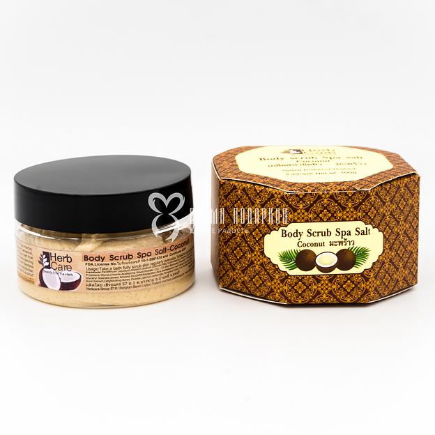 Спа-скраб для тела солевой с кокосом, 100 г HERBCARE фото 1
