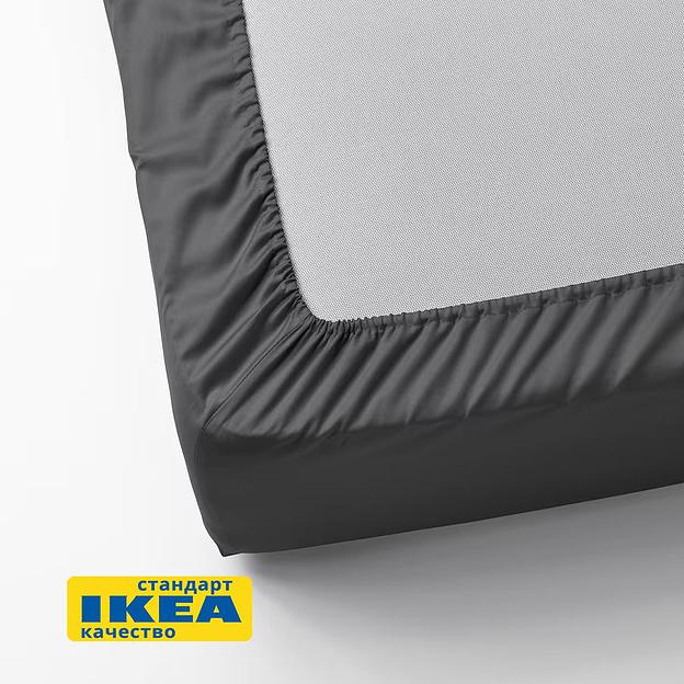 Простыня на резинке НАТЕСМИО (ИКЕА НАТТЭСМИН) 180x200, темно-серый, сатин KL-70442679 фото 4