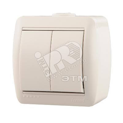 HATA Выключатель двухклавишный белый фото 1