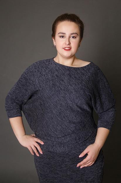 Блуза тёмно-синий меланж Р-0098 фото 1