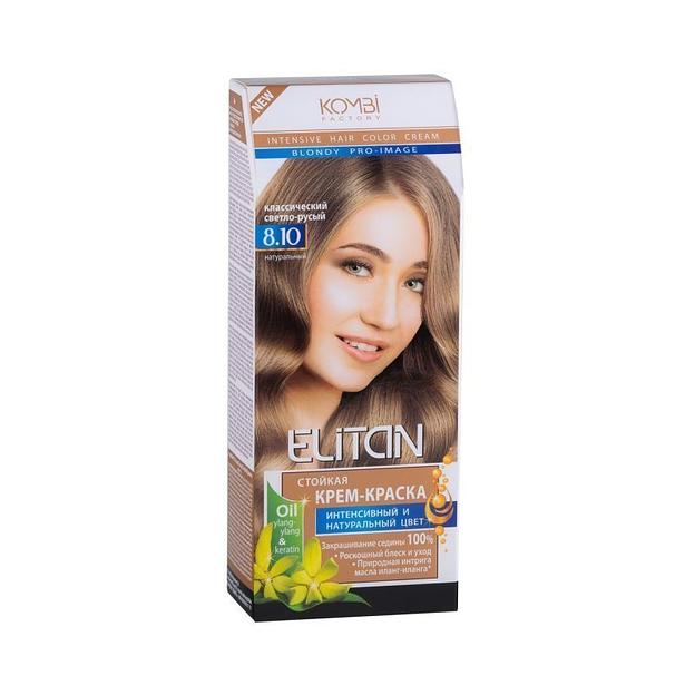 Элитан стойкая крем-краска для волос тон 8.10 классический светло-русый фото 1