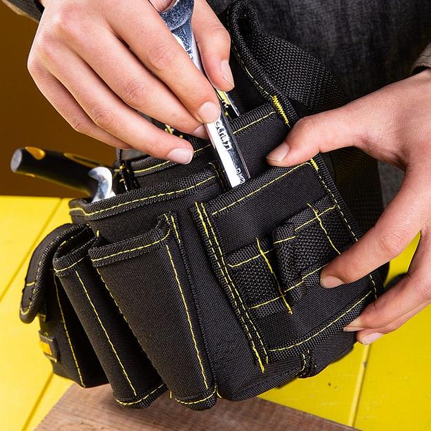 Ящики, сумки для инструментов Deli Поясная сумка монтажника Deli DL-P5 270 x 190 x 140мм, 7 карманов, ткань Оксфорд 600D фото 8