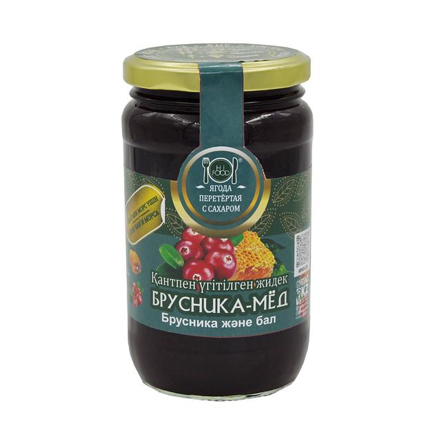 Ягода перетёртая с сахаром «HiFood» Брусника-мёд 450 г ОПТ фото 1