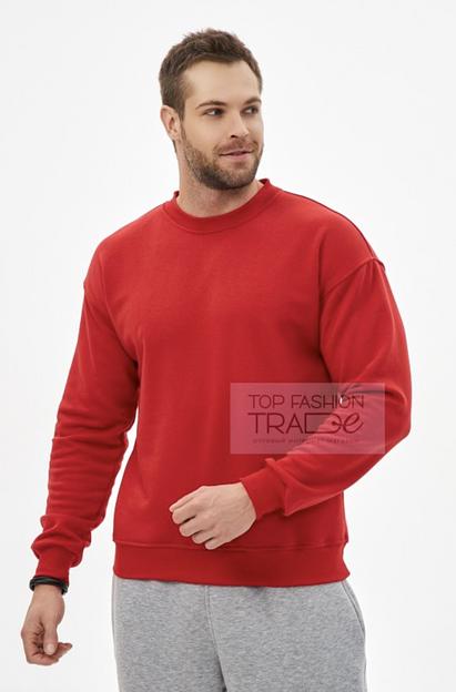 Свитшот мужской трехнитка петля однотонный базовый красный SWT02-4 фото 1