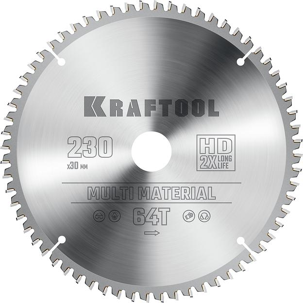 KRAFTOOL Multi Material, 230 х 30 мм, 64Т, пильный диск по алюминию (36953-230-30) фото 1