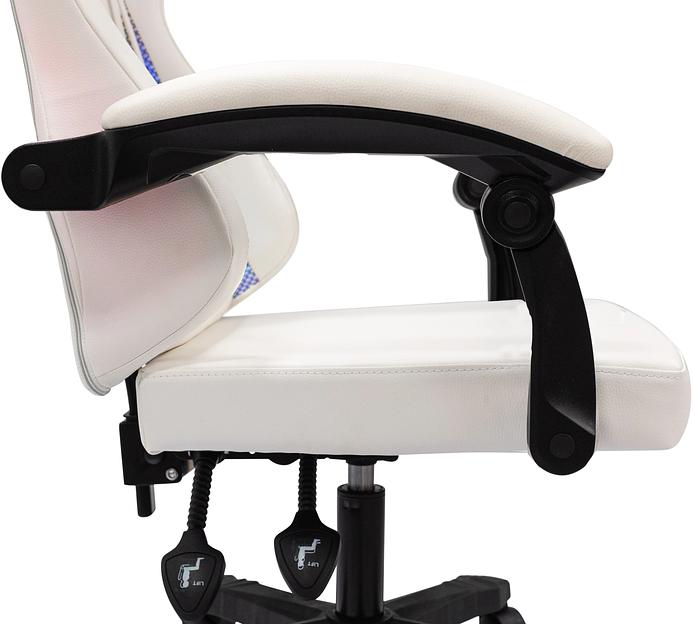 Кресло игровое Knight Wolf RGB белый эко.кожа/сетка крестов. пластик фото 9