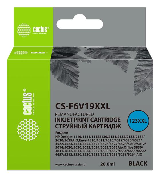 Картридж струйный Cactus CS-F6V19XXL №123XL CS-F6V19XXL 123 XXL черный (1000стр.) (20мл) для HP DeskJet 1110/1111/1112/2130 фото 1