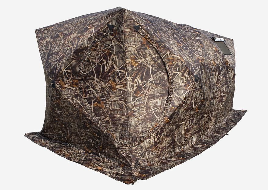 Палатка СТЭК куб 4 Дубль КМФ камыш, 440*220*205 см, выход под трубу фото 2