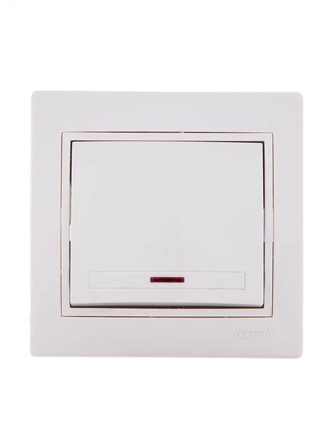 Выключатель одноклавишный, с подсветкой, бежевый, с бежевой вставкой фото 2