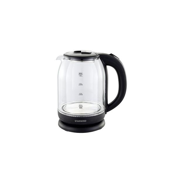 Чайник электрический StarWind SKG1779, 1700Вт, прозрачный и черный фото 1