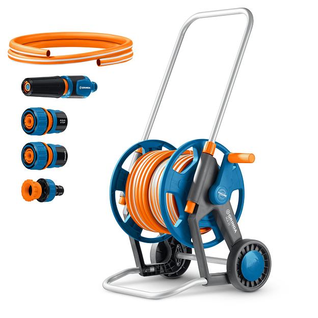 GRINDA HCK-25, шланг 25м x 1/2″, поливочный набор 4 предмета, усиленные колеса, телескопическая ручка, катушка со шлангом в комплект ProLine (428461) фото 1