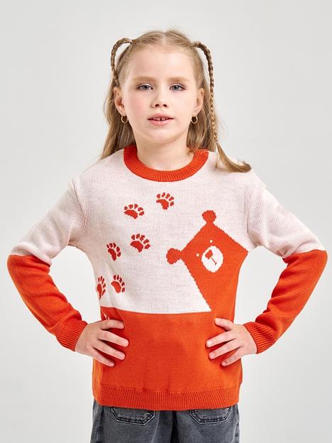 Джемпер «Мишка» терракотовый, для девочек ОПТ фото 1