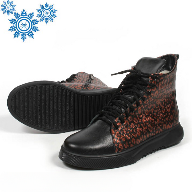 Зимние ботинки TAIS на шнурках с молнией, арт.MT238-2-Ш чёрно-бронзовый ОПТ фото 3