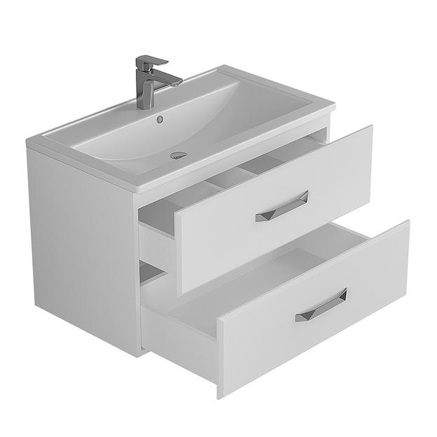 Тумба с раковиной для ванной Uperwood Foster 80 см, подвесная, белая фото 9