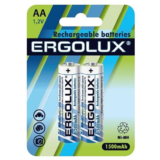 Ergolux AA-1500mAh Ni-Mh BL-2 (NHAA1500BL2, аккумулятор,1.2В) (2 шт. в уп-ке) фото 1