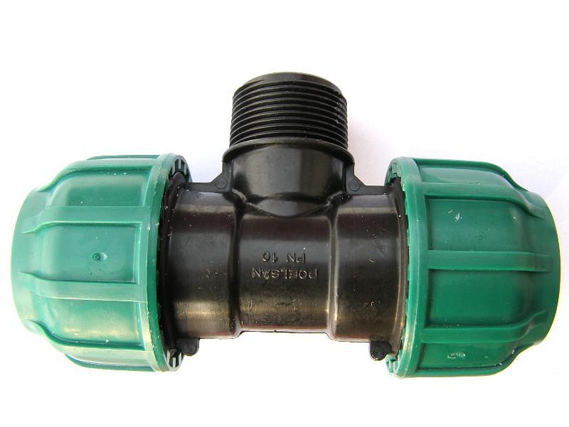 Тройник ПНД 25x1x25 с наружной резьбой компрессион. фото 1