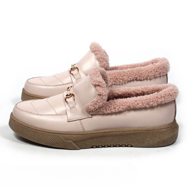 Слипоны утеплённые TAIS из натуральной кожи, арт.MT456 розовый ОПТ фото 7