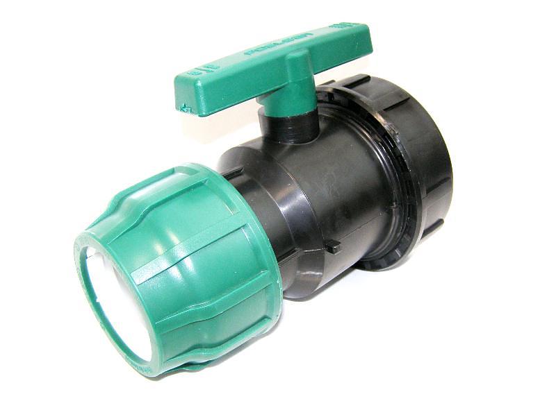 Кран шаровый ПНД 50x1 1/2 внутр резьба компрессионный фото 2