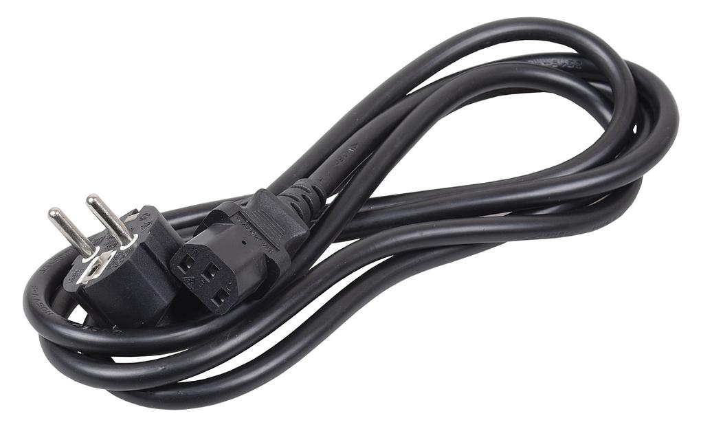 Кабель ITK PC-C13D-2M C13-Schuko проводник.:3x1.5мм2 2м 230В 10А черный фото 1