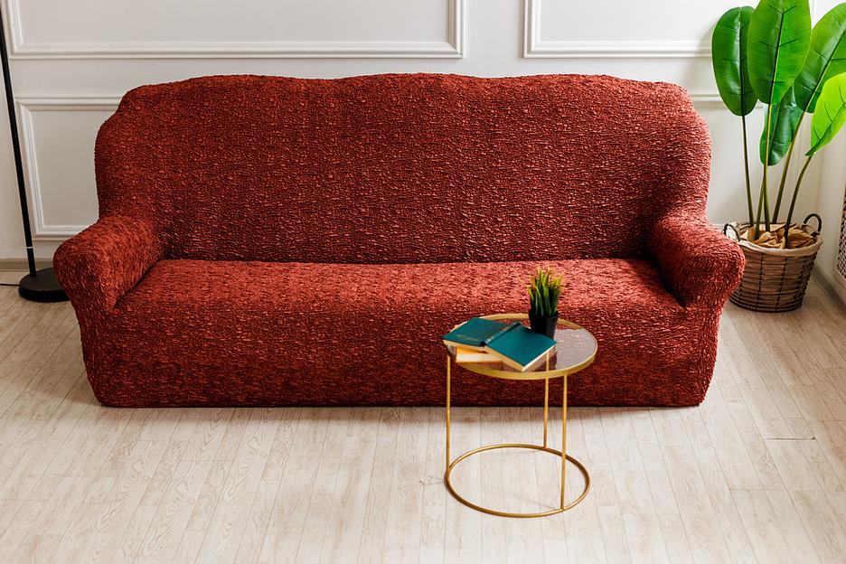 Чехол на трёхместный диван Чехлы&Пледы «Виктория» терракотовый ОПТ фото 3