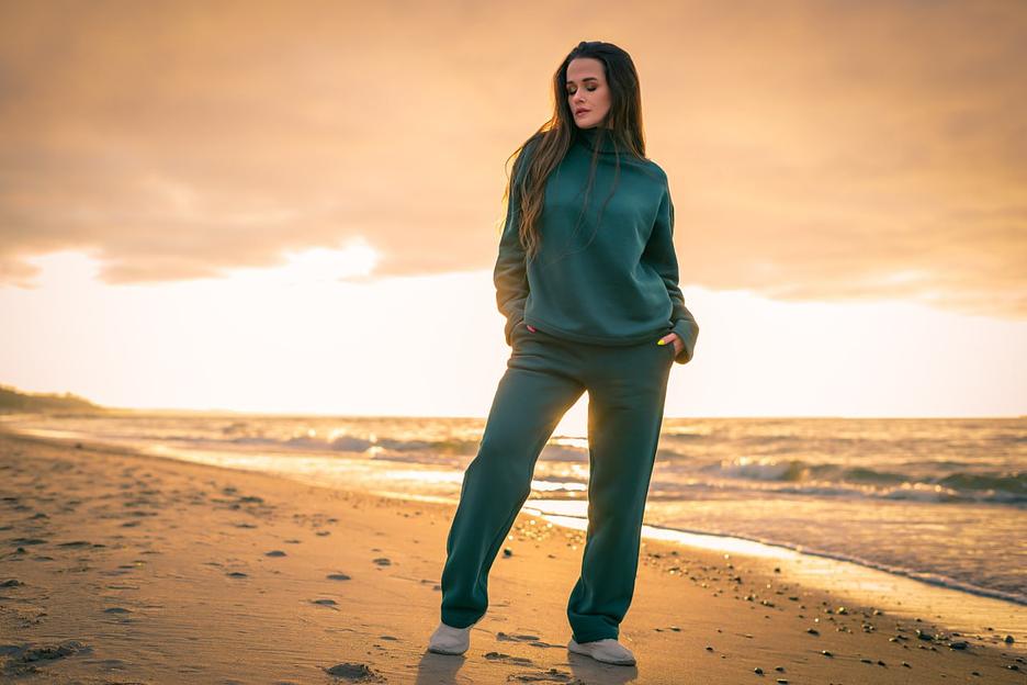 Костюм (свитшот+брюки прямые) цвет изумрудный ОПТ фото 1