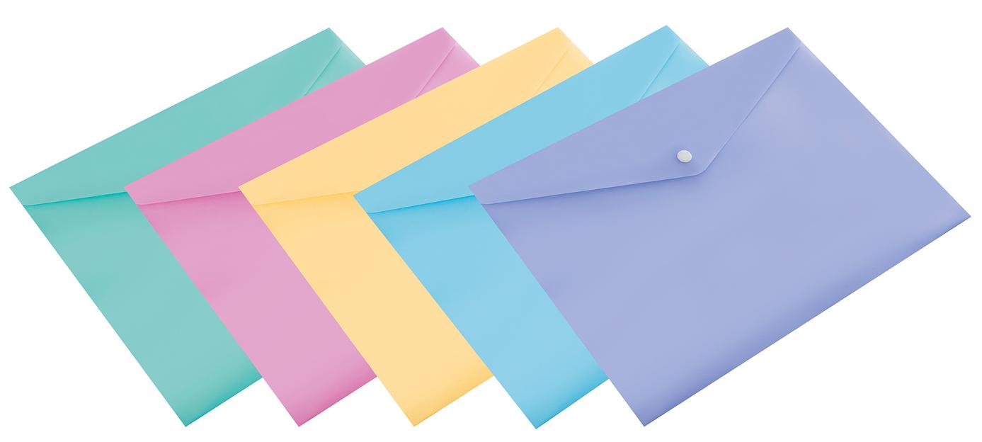 Конверт на кнопке Бюрократ Pastel -PKPAST/BLUE A4 пластик 0.18мм голубой фото 3