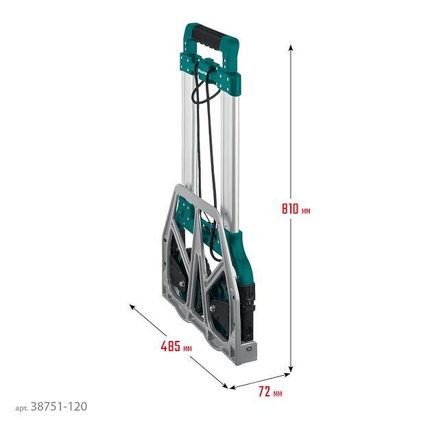 KRAFTOOL ATLANT, до 120кг, каркас и платформа из алюминия, платформа 48.5х35см, колеса d18см, вес 6.9кг, складная хозяйственная тележка (38751-120) фото 7