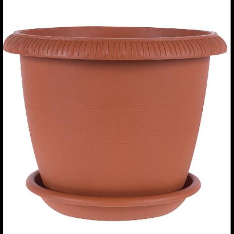 Горшок цветочный Жардин d-20см, h-16см 2,8 л, пластик, терракотовый фото 1