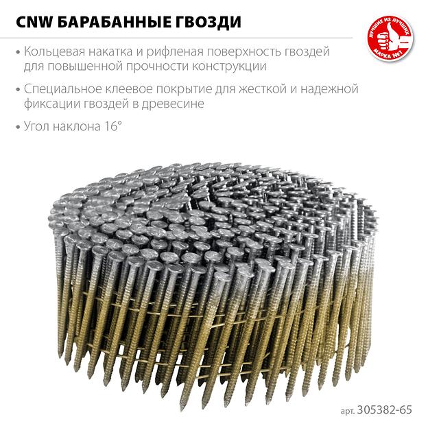 ЗУБР CNW 65 х 2.8 мм, барабанные гвозди рифленые, 6000 шт (305382-65) фото 3