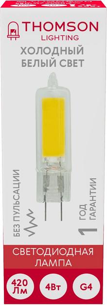 Лампа светодиодная Thomson TH-B4219 4Вт цок.:G4 капсул. 220B 6500K св.свеч.бел.хол. (упак.:1шт) фото 3