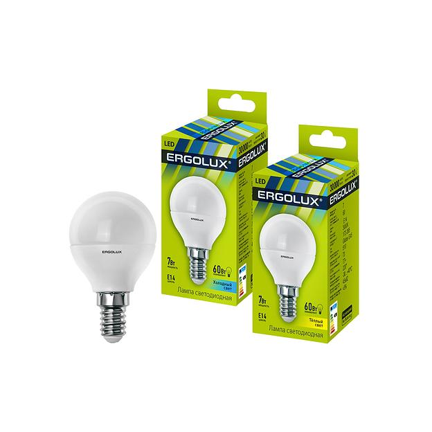 Эл. лампа светодиодная Ergolux LED-G45-7W-E14-3K Тёплый LED-G45-7W-E14-3K фото 1
