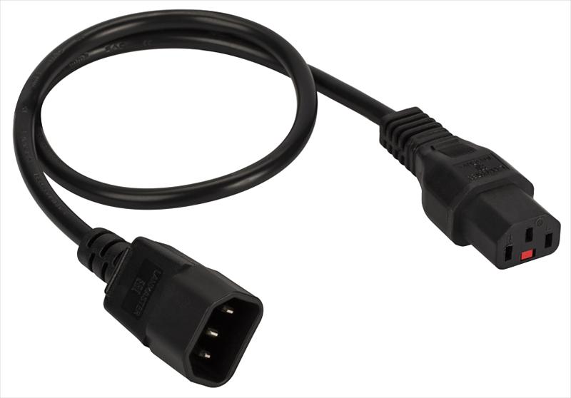 Шнур питания с блокировкой C13-C14, 3х0.75, 220В, 10А, черный, 3 метра (LAN-PP13L/14-3.0-BK) фото 1