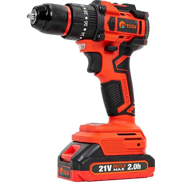 Дрель-шуруповерт аккумуляторная ударная EDON UAD-21PBL (2 АКБ*2Ач+ЗУ, 21В, 40Нм, кейс) фото 2