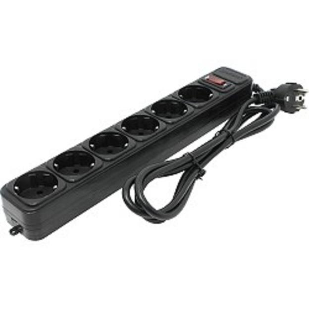 Exegate EX119391RUS Сетевой фильтр Exegate SP-6-1.8B (6 розеток, 1.8м, евровилка, черный) фото 1