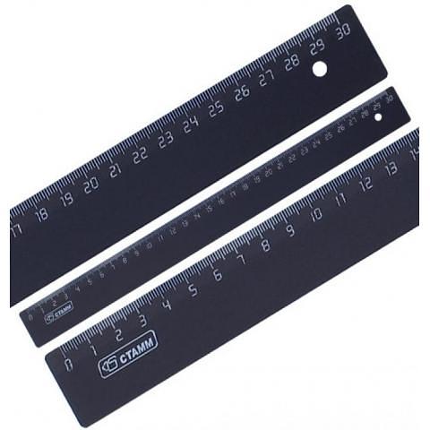 Линейка пластиковая, 30 см, черный, СТАММ ЛН35 фото 1