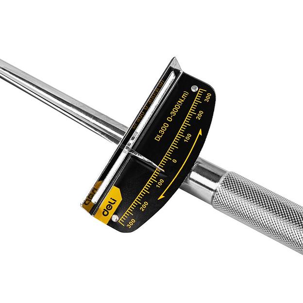 Ключи Deli Динамометрический ключ Deli DL300 0-300Нм, 1/2», длина 480мм, головка Cr-V, противоскользящая рукоятка фото 4