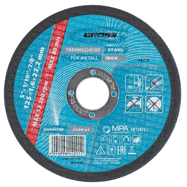 Круг отрезной по металлу, 125 х 1,6 х 22,2 мм, WA46TBF фото 1